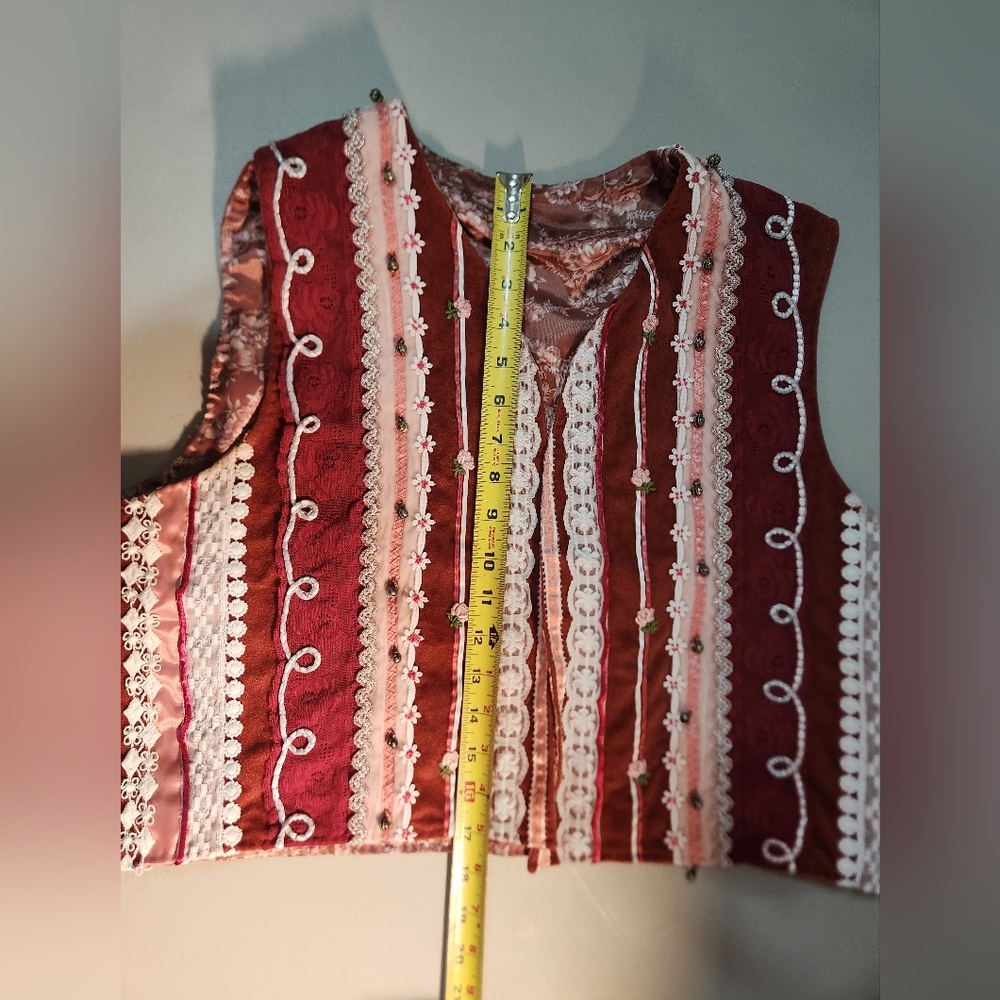 Pink Embroidered Patchwork Reversible Vest - image 7